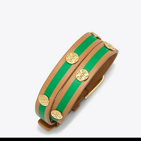 Tory Burch Preppy Green and Tan Leather Wrap Braclet 💚⭐💚⭐💚⭐ - Picture 2 of 7